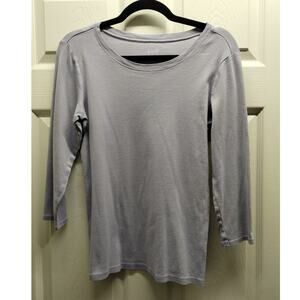 J. Jill Women's Size Small Light Purple Boat Neck Pima Cotton Ballet-Sleeve Tee